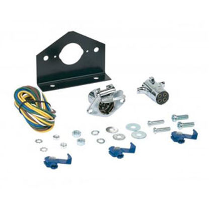 Picture of Hopkins Litemate 4-Pole Round Metal Trailer Wiring Kit w/ Bracket 48285 19-2403                                              