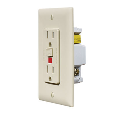 Picture of RV Designer  Ivory 125V Round Receptacle w/GFI S803 19-2408                                                                  