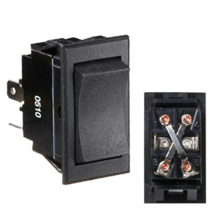 Picture of RV Designer  Black 20A DPDT Rocker Switch for Generator S221 19-2444                                                         