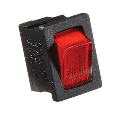 Picture of RV Designer  Black 20A SPST Lighted Rocker Switch for Water Heater S481 19-2476                                              
