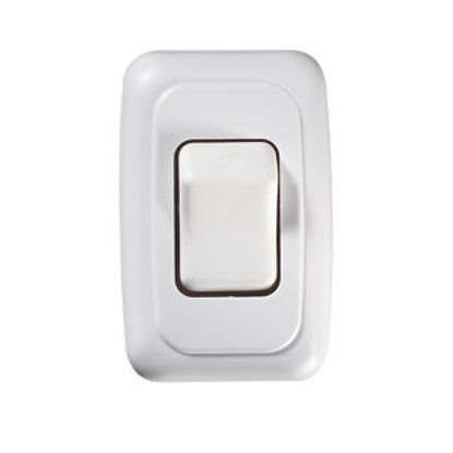 Picture of RV Designer  White SPST Single Rocker Switch w/Bezel for Entry Step S531 19-2478                                             