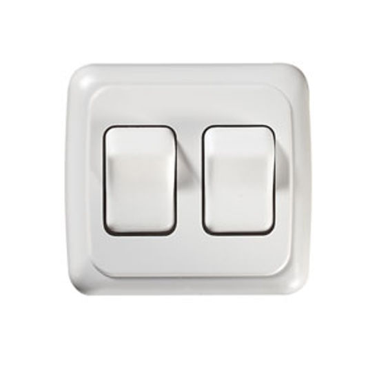 Picture of RV Designer  White SPST Double Rocker Switch w/Bezel for Entry Step S533 19-2479                                             