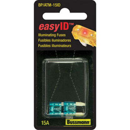 Picture of Bussman easyID 2-Pack 15A ATM Blue Blade Fuse BP/ATM-15ID 19-2728                                                            