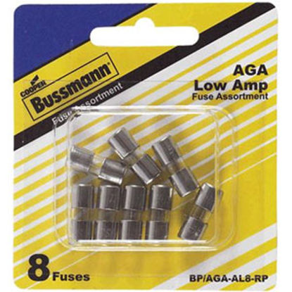 Picture of Bussman  8-Piece AGA Glass Fuse Assortment In Blister Pack BP/AGA-AL8-RP 19-3108                                             