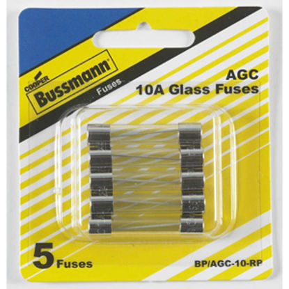 Picture of Bussman  5-Pack 10A AGC Glass Tube Fuse BP/AGC-10-RP 19-3403                                                                 