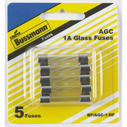 Picture of Bussman  5-Pack 1A AGC Glass Tube Fuse BP/AGC-1-RP 19-3405                                                                   