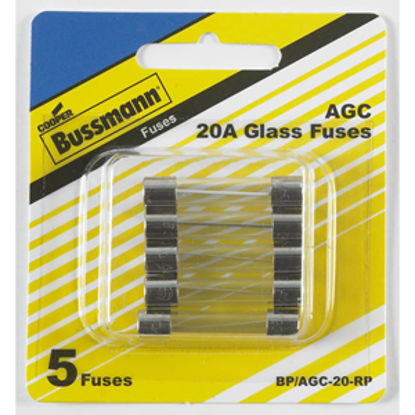 Picture of Bussman  5-Pack 20A AGC Glass Tube Fuse BP/AGC-20-RP 19-3406                                                                 