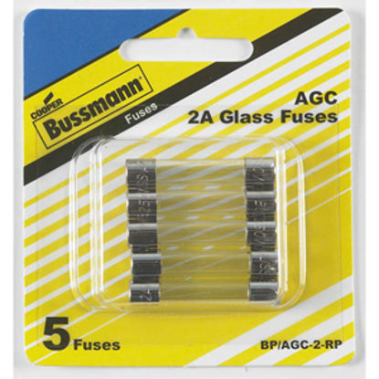 Picture of Bussman  5-Pack 2A AGC Glass Tube Fuse BP/AGC-2-RP 19-3408                                                                   