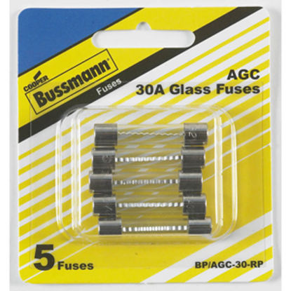 Picture of Bussman  5-Pack 30A AGC Glass Tube Fuse BP/AGC-30-RP 19-3409                                                                 