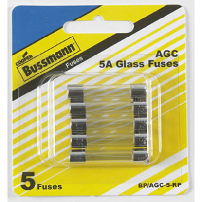 Picture of Bussman  5-Pack 5A AGC Glass Tube Fuse BP/AGC-5-RP 19-3411                                                                   