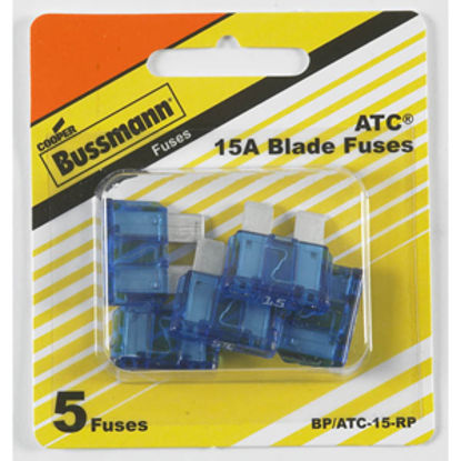 Picture of Bussman  5-Pack 15A ATC Blue Blade Fuse BP/ATC-15-RP 19-3417                                                                 