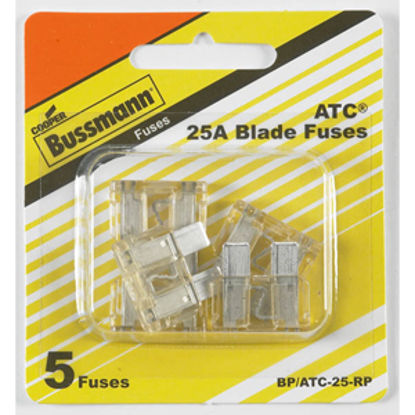 Picture of Bussman  5-Pack 25A ATC Clear Blade Fuse BP/ATC-25-RP 19-3419                                                                