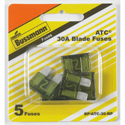 Picture of Bussman  5-Pack 30A ATC Green Blade Fuse BP/ATC-30-RP 19-3420                                                                