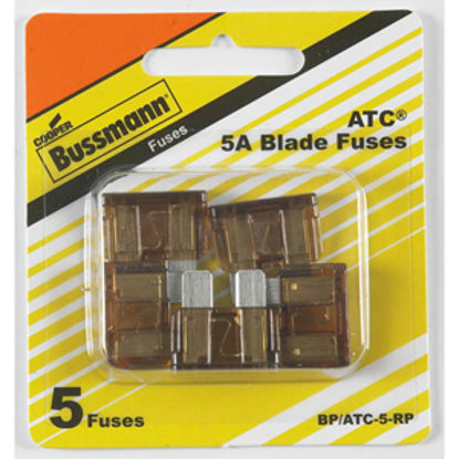 Picture of Bussman  5-Pack 5A ATC Tan Blade Fuse BP/ATC-5-RP 19-3424                                                                    