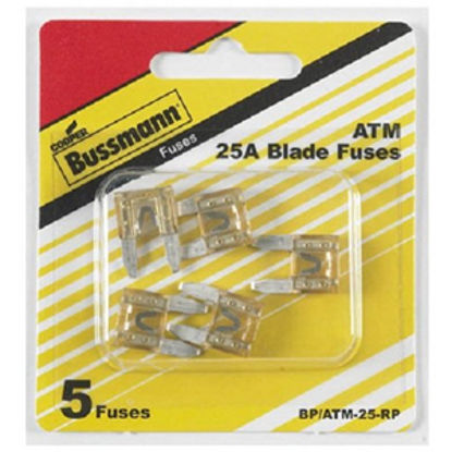 Picture of Bussman  5-Pack 25A ATM Clear Blade Fuse BP/ATM-25-RP 19-3431                                                                