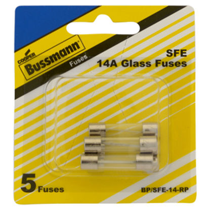 Picture of Bussman  5-Pack 14A SFE Glass Tube Fuse BP/SFE-14-RP 19-3440                                                                 