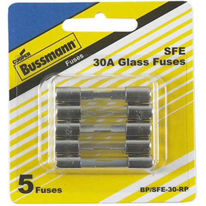 Picture of Bussman  5-Pack 30A SFE Glass Tube Fuse BP/SFE-30-RP 19-3442                                                                 