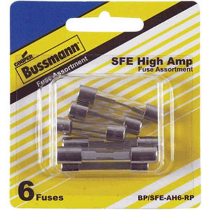 Picture of Bussman  6-Piece SFE Glass Fuse Assortment In Blister Pack BP/SFE-AH6-RP 19-3487                                             