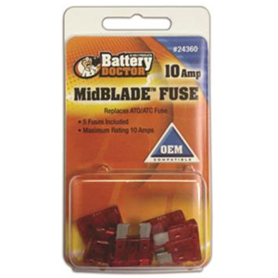Picture of Battery Doctor  10A ATO/ ATC Red Blade Fuse 24360 19-3560                                                                    
