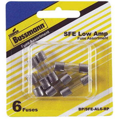 Picture of Bussman  6-Piece SFE Glass Fuse Assortment In Blister Pack BP/SFE-AL6-RP 19-3800                                             