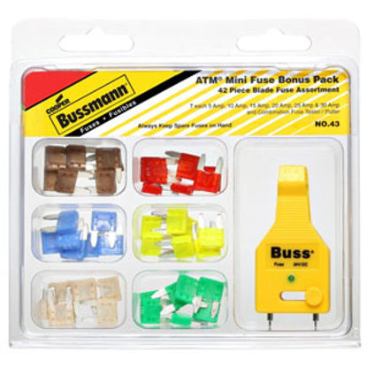 Picture of Bussman  43-Piece ATM Blade Fuse Assortment In Clamshell Pack NO.43 19-3802                                                  