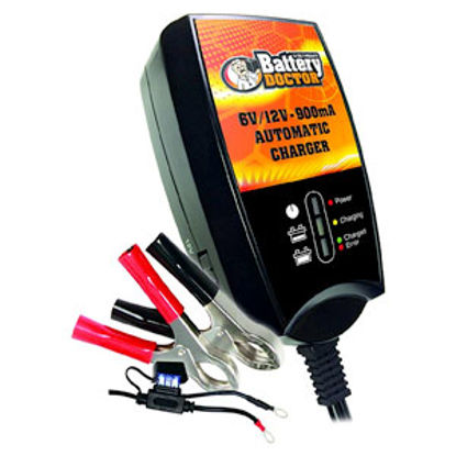 Picture of Battery Doctor  Black CEC 6/12V 900MA Smart Battery Charger 20026 19-3921                                                    