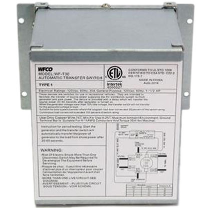 Picture of WFCO 30 Series 120V/ 30A Automatic Power Transfer Switch T-30-WM 19-6591                                                     