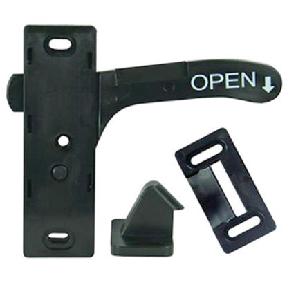 Picture of JR Products  RH Opening Black Screen Door Latch For AMERIMAX Style Doors 10765 20-0234                                       