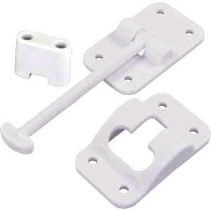 Picture of JR Products  White Plastic 3-1/2" Straight Entry Door Holder w/ Bumper 10414B 20-0695                                        