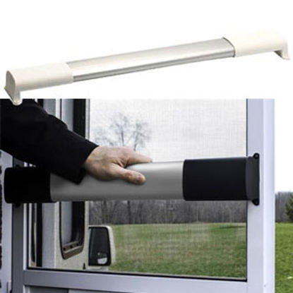 Picture of Camco  White Aluminum Wide Single Bar Style Screen Door Push Bar 42189 20-0729                                               