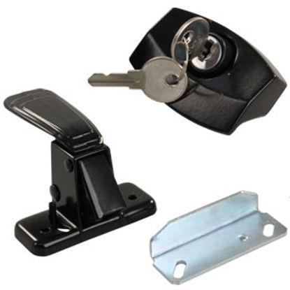 Picture of JR Products  Painted Black Die Cast Steel Entry Door Latch 11675 20-0752                                                     