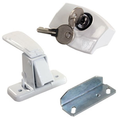 Picture of JR Products  Painted White Die Cast Steel Entry Door Latch 11685 20-0753                                                     