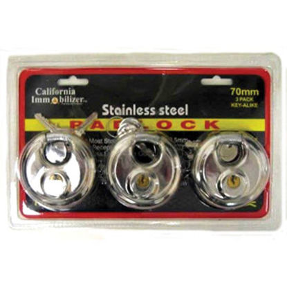 Picture of California Immobilizer  3-Pack Stainless Steel Padlocks T-00107 20-0935                                                      