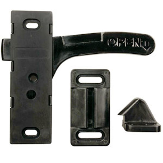 Picture of JR Products  Bi-Directional Black Screen Door Latch 06-11865 20-1127                                                         