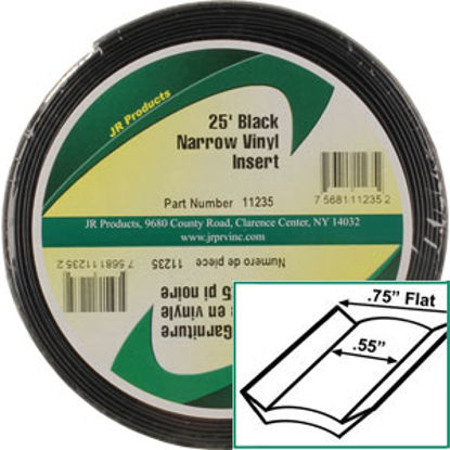 Picture of JR Products  Black Vinyl 3/4" W X 25' L Trim Molding Insert 11235 20-1460                                                    