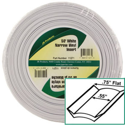 Picture of JR Products  White Vinyl 3/4" W X 50' L Trim Molding Insert 11271 20-1464                                                    
