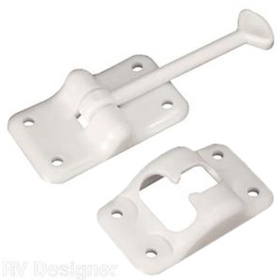 Picture of RV Designer  White Plastic 3-1/2" Straight T-Style Entry Door Holder E231 20-1802                                            