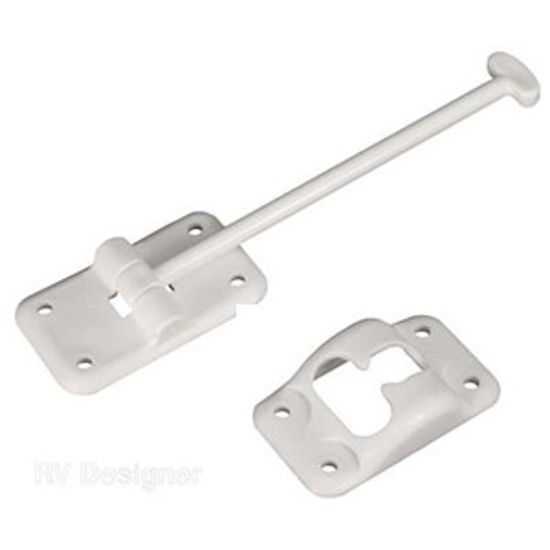 Picture of RV Designer  White Plastic 6" Straight T-Style Entry Door Holder E235 20-1804                                                