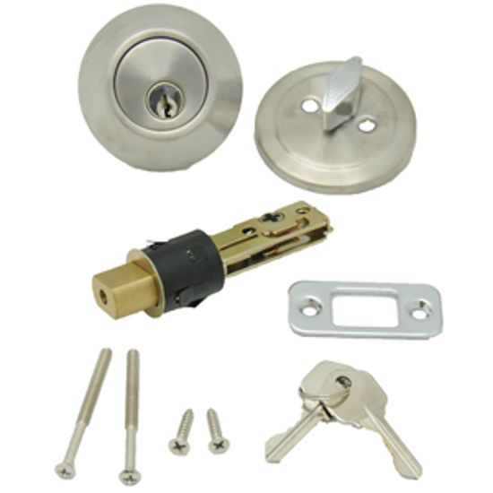 Picture of AP Products  Brass Keyed Entry Door Lock w/Deadbolt 013-222-SS 20-5000                                                       