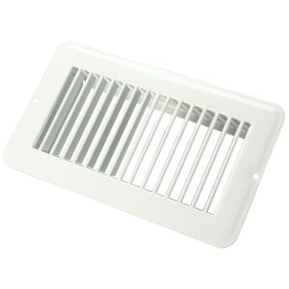 Picture of JR Products  White 4"W x 8"L Floor Heating/ Cooling Register w/o Damper 02-28945 22-0476                                     
