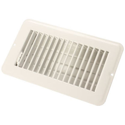 Picture of JR Products  White 4"W x 8"L Floor Heating/ Cooling Register w/Damper 02-28965 22-0478                                       