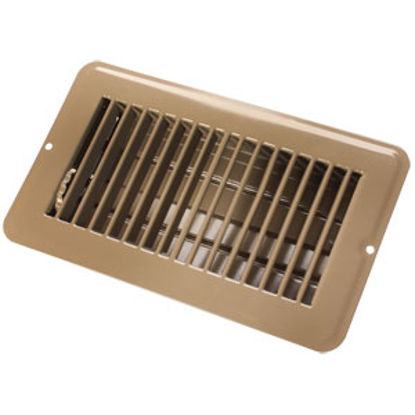 Picture of JR Products  Brown 4"W x 8"L Floor Heating/ Cooling Register w/Damper 02-28975 22-0479                                       