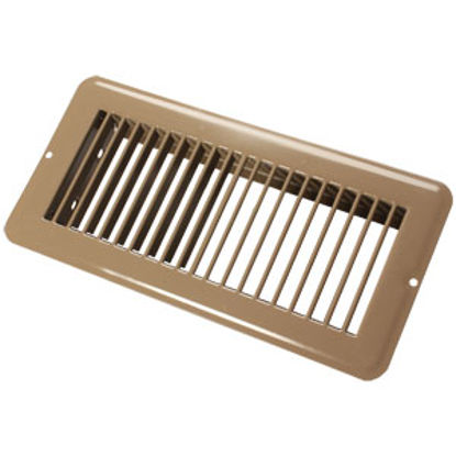 Picture of JR Products  Brown 4"W x 10"L Floor Heating/ Cooling Register w/o Damper 02-28995 22-0481                                    