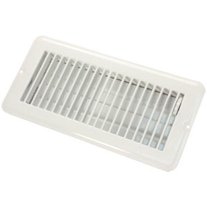 Picture of JR Products  White 4"W x 10"L Floor Heating/ Cooling Register w/Damper 02-29005 22-0482                                      