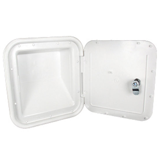Picture of JR Products  Polar White 7"RO Lockable Shroud Back Gas Fill Access Door 31102-A 22-0557                                      