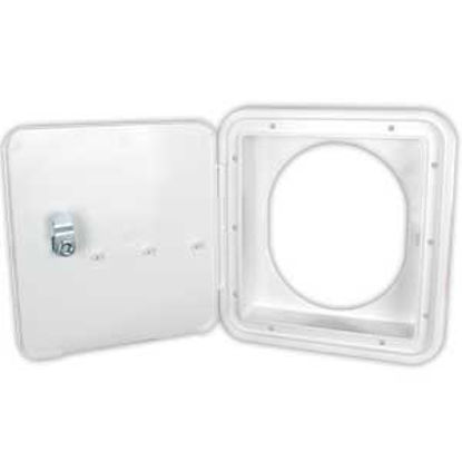 Picture of JR Products  Polar White Fuel Hatch w/ Oval Bezel 71122-OVAL-A 22-0558                                                       