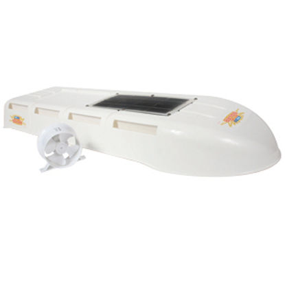 Picture of Camco  Polar White Plastic Universal Refrigerator Vent Cover w/Solar Fan 42165 22-0717                                       
