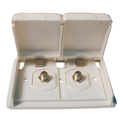 Picture of Prime Products  Colonial White Outdoor Dual Cable TV Receptacle w/ Cover 08-6302 24-0580                                     