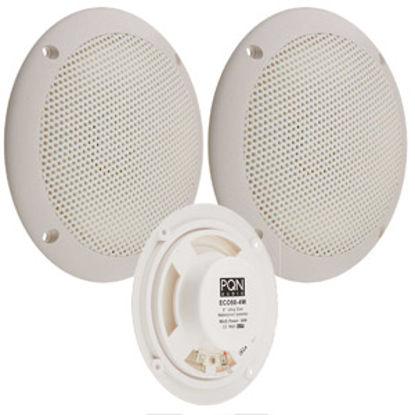 Picture of PQN  Set-2 White 6" Waterproof Speaker ECO60-4W 24-6046                                                                      