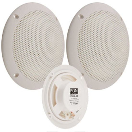 Picture of PQN  Set-2 White 6" Waterproof Speaker ECO60-4W 24-6046                                                                      